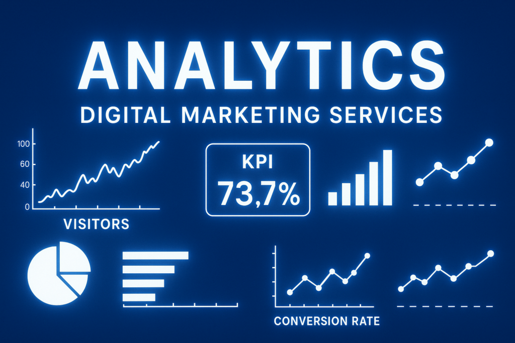 Analytics dashboard banner for digital marketing services.